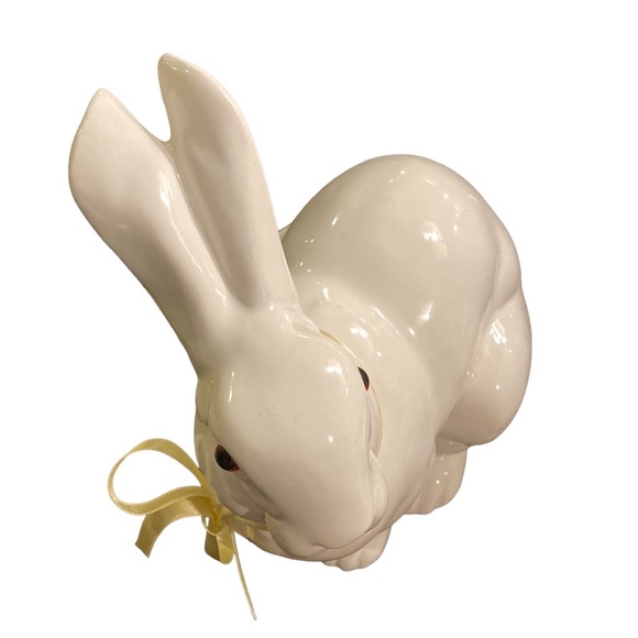 Dept 56 White Glass Rabbit with Red Eyes. Easter - Picture 4 of 7